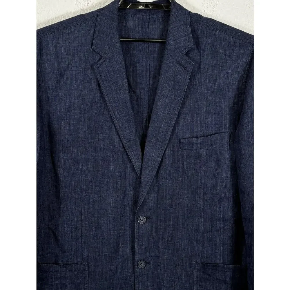 Martin Gordon Sports Coat Blazer Mens Size XL‎ Linen Blue Faint Stripes